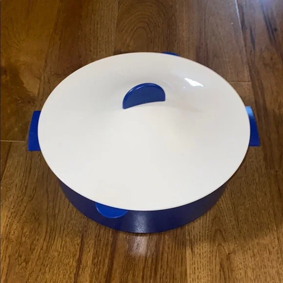 Tupperware blue and white microwave steamer- 3 piece set. - Picture 2 of 9